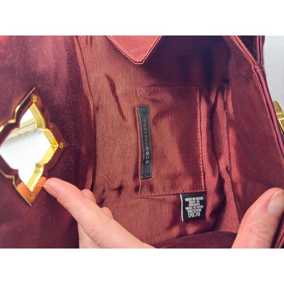 Bcbg Max Azria Silk clutch bag ,Very good condition,Burgundy, Silk, Burgendy Eve - Picture 8 of 9